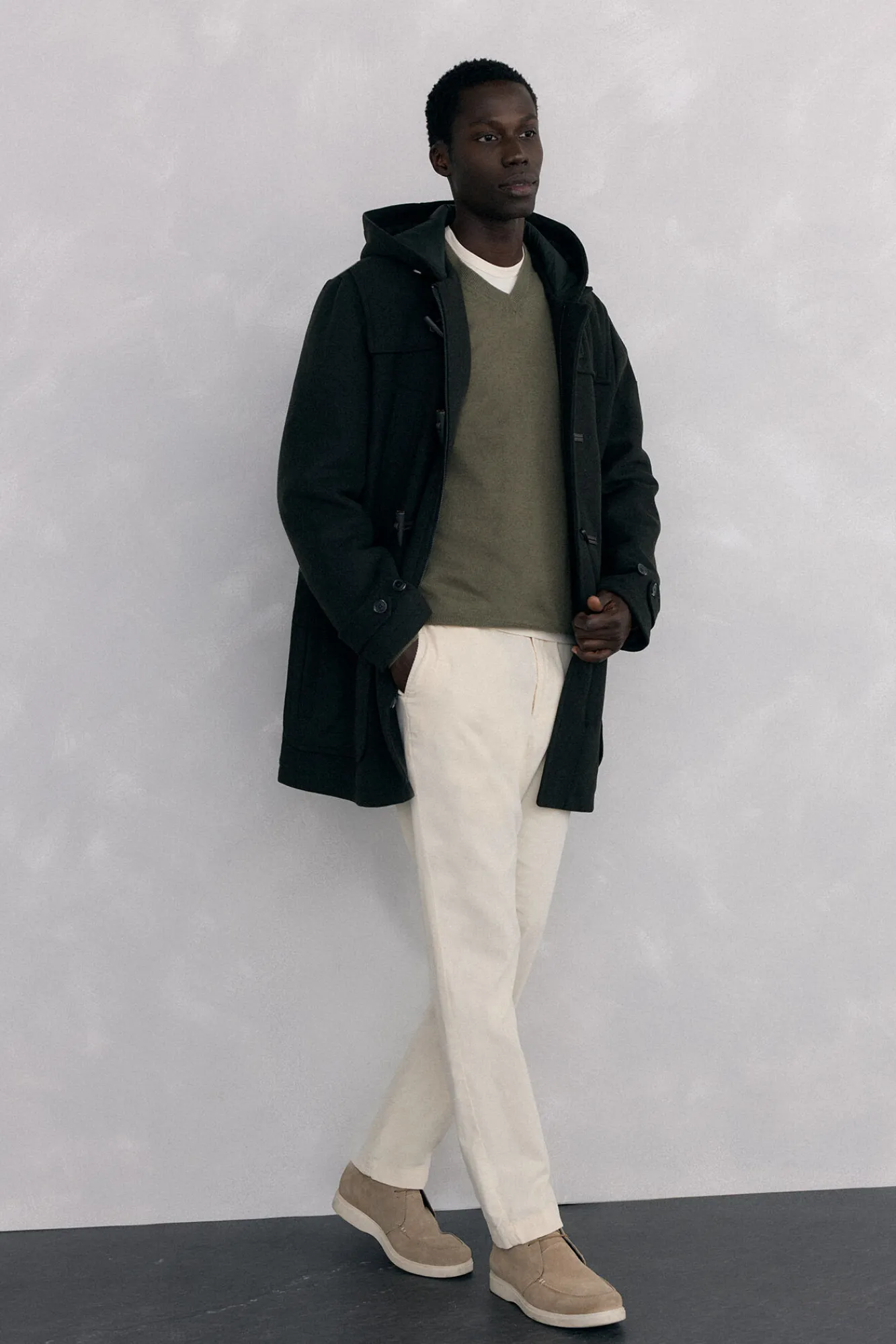 Pedro del Hierro Camisolas-Gola de lã merino e cashmere com bico Verde