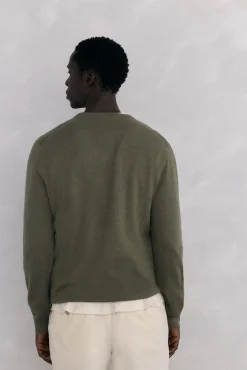 Pedro del Hierro Camisolas-Gola de lã merino e cashmere com bico Verde