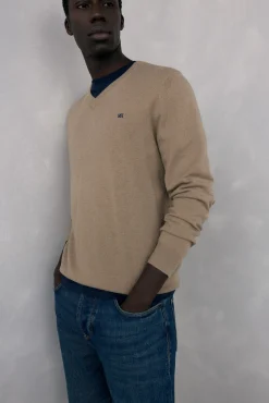 Pedro del Hierro Camisolas-Gola de lã merino e cashmere com bico Beige