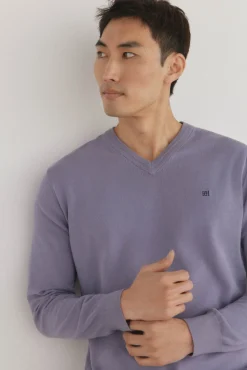 Pedro del Hierro Camisolas-gola de malha fina de algodão premium com bico P&uacute;rpura