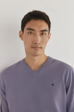 Pedro del Hierro Camisolas-gola de malha fina de algodão premium com bico P&uacute;rpura