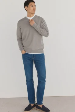 Pedro del Hierro Camisolas-gola de malha fina de algodão premium com bico Cizento