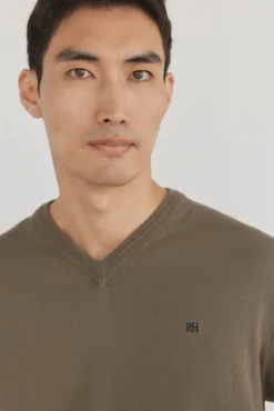 Pedro del Hierro Camisolas-gola de malha fina de algodão premium com bico Verde