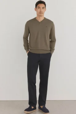 Pedro del Hierro Camisolas-gola de malha fina de algodão premium com bico Verde