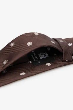 Cortefiel Gravatas-Gravata seda natural Castanho