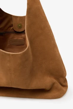 Cortefiel Malas-Hobo de couro trançado Castanho