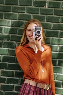 Hoss Intropia Camisolas-Idoia. Casaco de malha com gola de lapela Laranja