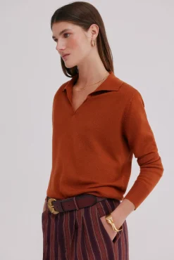 Hoss Intropia Camisolas-Idoia. Casaco de malha com gola de lapela Laranja