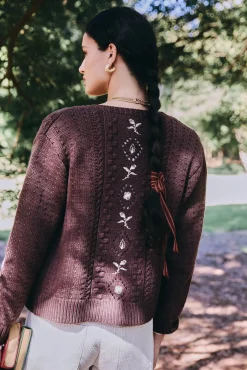 Hoss Intropia Camisolas-Ilena. Casaco de malha bordado Castanho