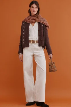 Hoss Intropia Camisolas-Ilena. Casaco de malha bordado Castanho