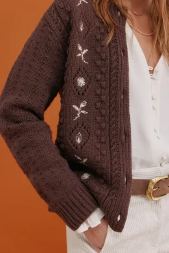 Hoss Intropia Camisolas-Ilena. Casaco de malha bordado Castanho