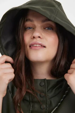 Vero Moda Curve Sobretudos|Casacos-Impermeável com capuz Curve Verde