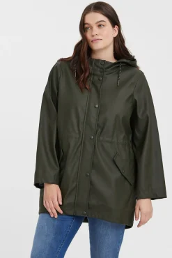 Vero Moda Curve Sobretudos|Casacos-Impermeável com capuz Curve Verde