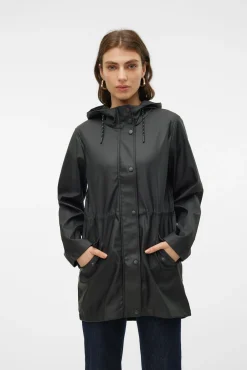 Vero Moda Sobretudos|Casacos-Impermeável de manga comprida com capuz Preto