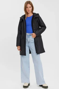 Vero Moda Sobretudos|Casacos-Impermeável de mulher de manga comprida com capuz Cinzento