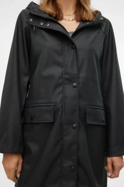 Vero Moda Sobretudos|Casacos-Impermeável midi com capuz Preto