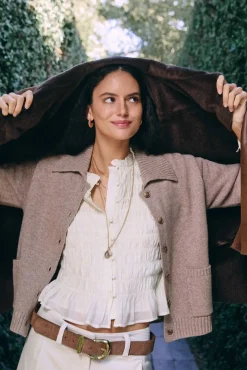 Hoss Intropia Camisolas-Itziar. Casaco de malha com bolsos Beige