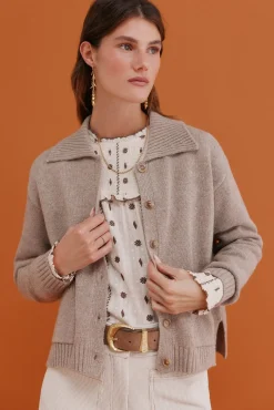 Hoss Intropia Camisolas-Itziar. Casaco de malha com bolsos Beige