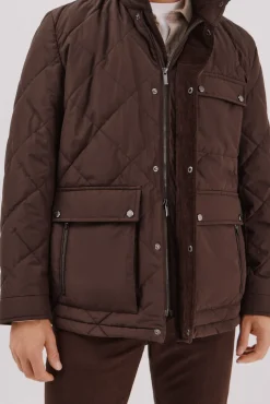 Cortefiel Casacos|Sobretudos-Jaqueta acolchoada com losangos Castanho