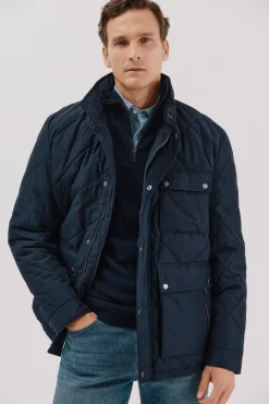 Cortefiel Casacos|Sobretudos-Jaqueta acolchoada com losangos Azul