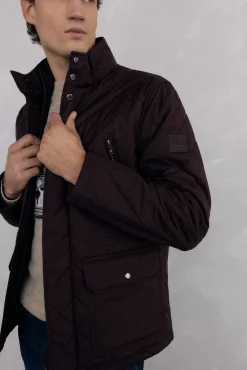 Pedro del Hierro Casacos|Sobretudos-Jaqueta acolchoada com padrão de diamante Bordeaux