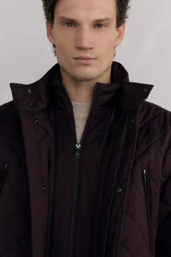 Pedro del Hierro Casacos|Sobretudos-Jaqueta acolchoada com padrão de diamante Bordeaux