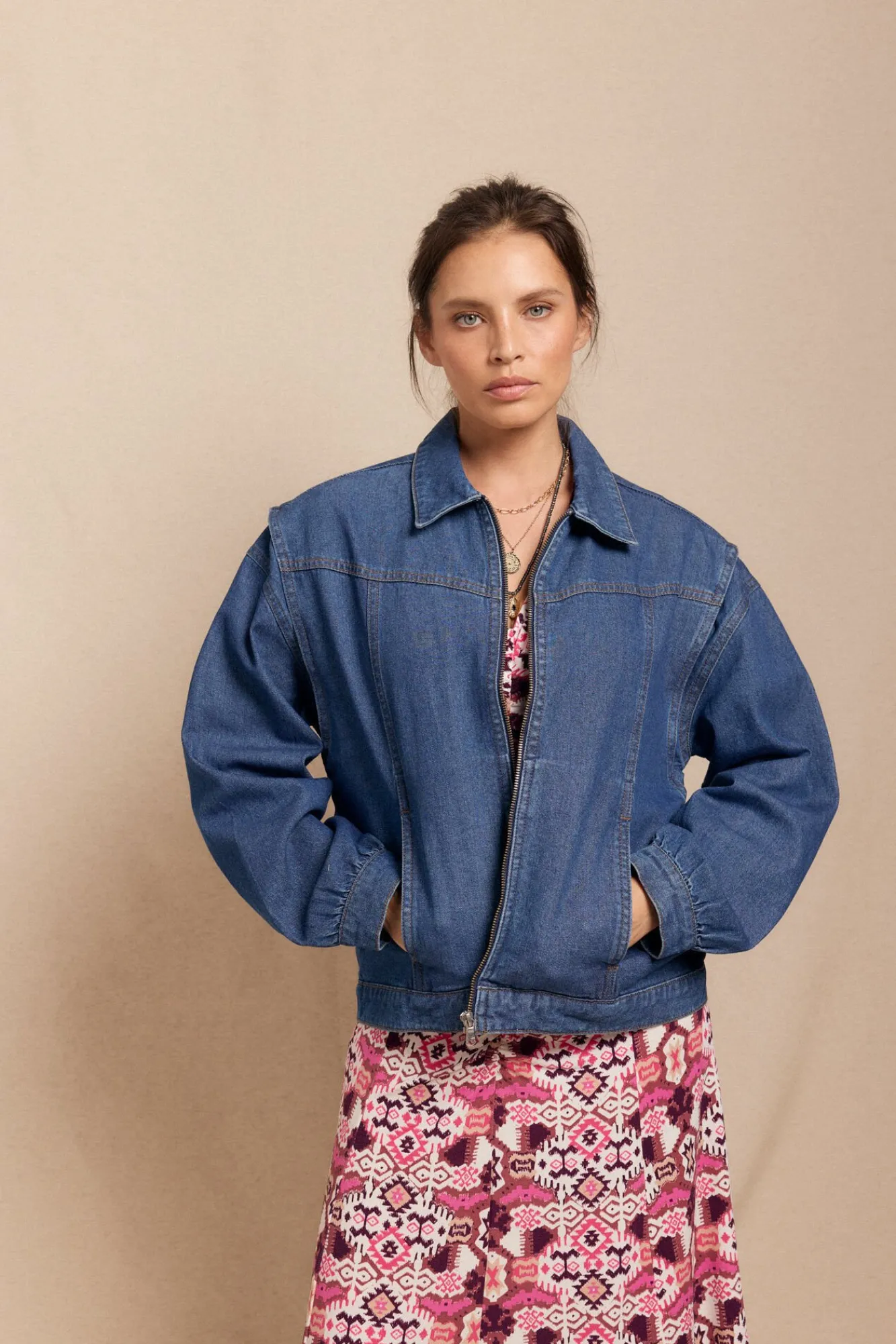 Slowlove Sobretudos-Jaqueta bomber jeans Azul