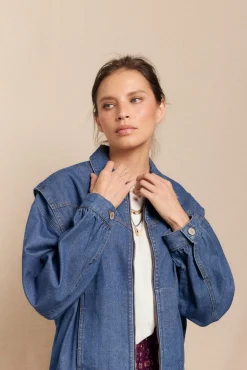 Slowlove Sobretudos-Jaqueta bomber jeans Azul