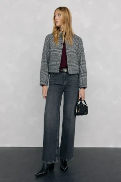 Pedro del Hierro Blazers|Sobretudos-Jaqueta bomber xadrez Cizento