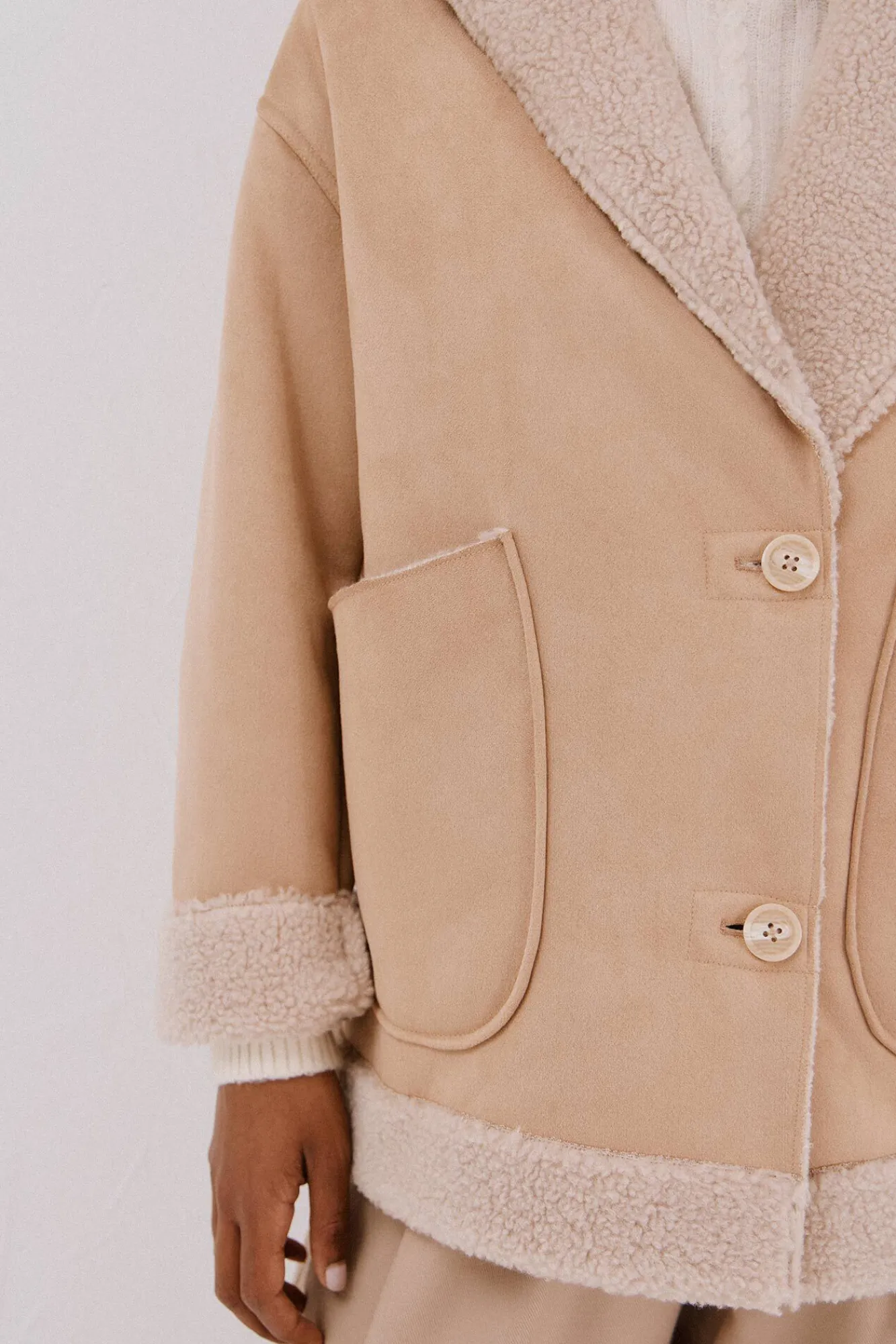 Cortefiel Sobretudos|Casacos-Jaqueta com efeito dupla face Tostado