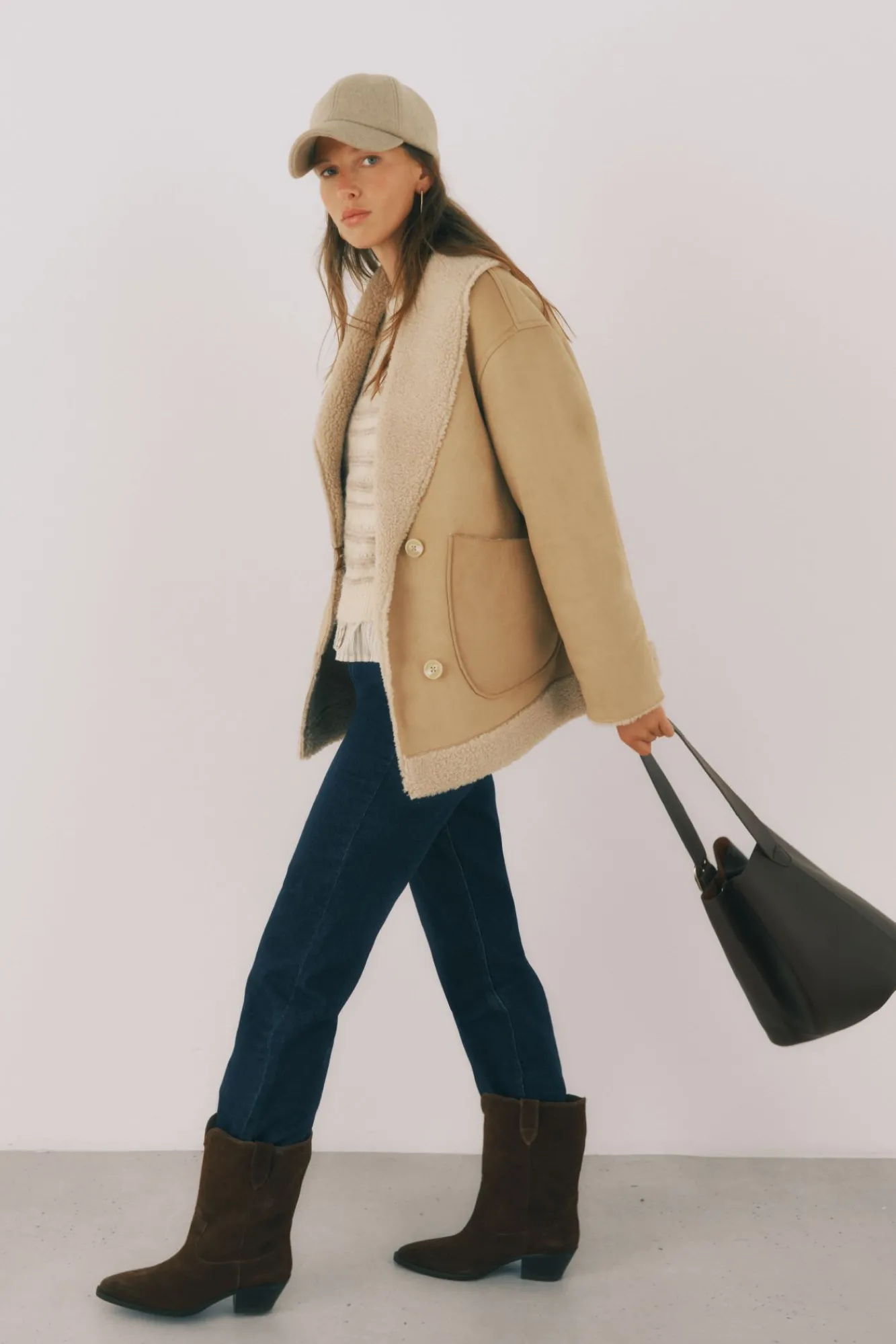 Cortefiel Sobretudos|Casacos-Jaqueta com efeito dupla face Tostado