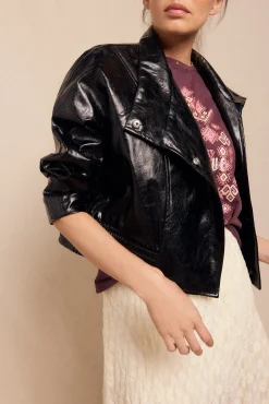 Slowlove Sobretudos-Jaqueta com efeito pele brilhante Preto