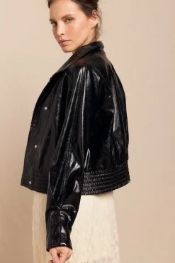 Slowlove Sobretudos-Jaqueta com efeito pele brilhante Preto