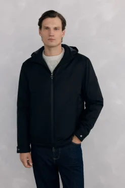 Pedro del Hierro Casacos|Sobretudos-Jaqueta com fecho-éclair e capuz Preto