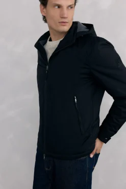 Pedro del Hierro Casacos|Sobretudos-Jaqueta com fecho-éclair e capuz Preto