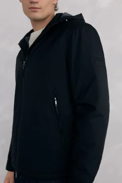 Pedro del Hierro Casacos|Sobretudos-Jaqueta com fecho-éclair e capuz Preto