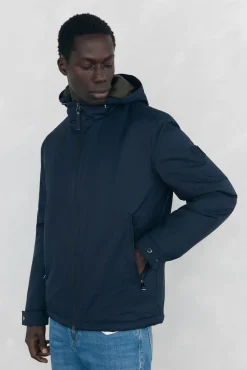 Pedro del Hierro Casacos|Sobretudos-Jaqueta com fecho-éclair e capuz Azul