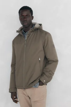 Pedro del Hierro Casacos|Sobretudos-Jaqueta com fecho-éclair e capuz Beige