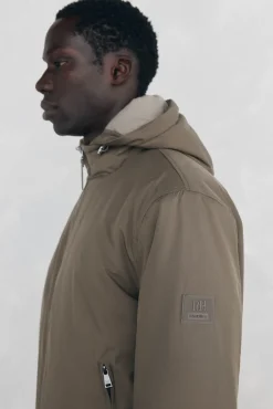 Pedro del Hierro Casacos|Sobretudos-Jaqueta com fecho-éclair e capuz Beige