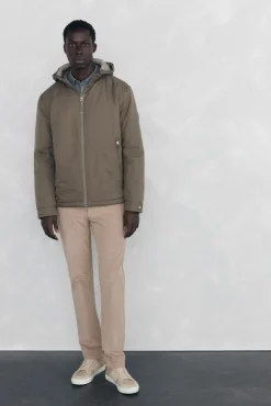 Pedro del Hierro Casacos|Sobretudos-Jaqueta com fecho-éclair e capuz Beige