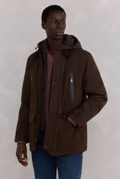 Pedro del Hierro Casacos|Sobretudos-Jaqueta com fecho-éclair repelente à água Marrom