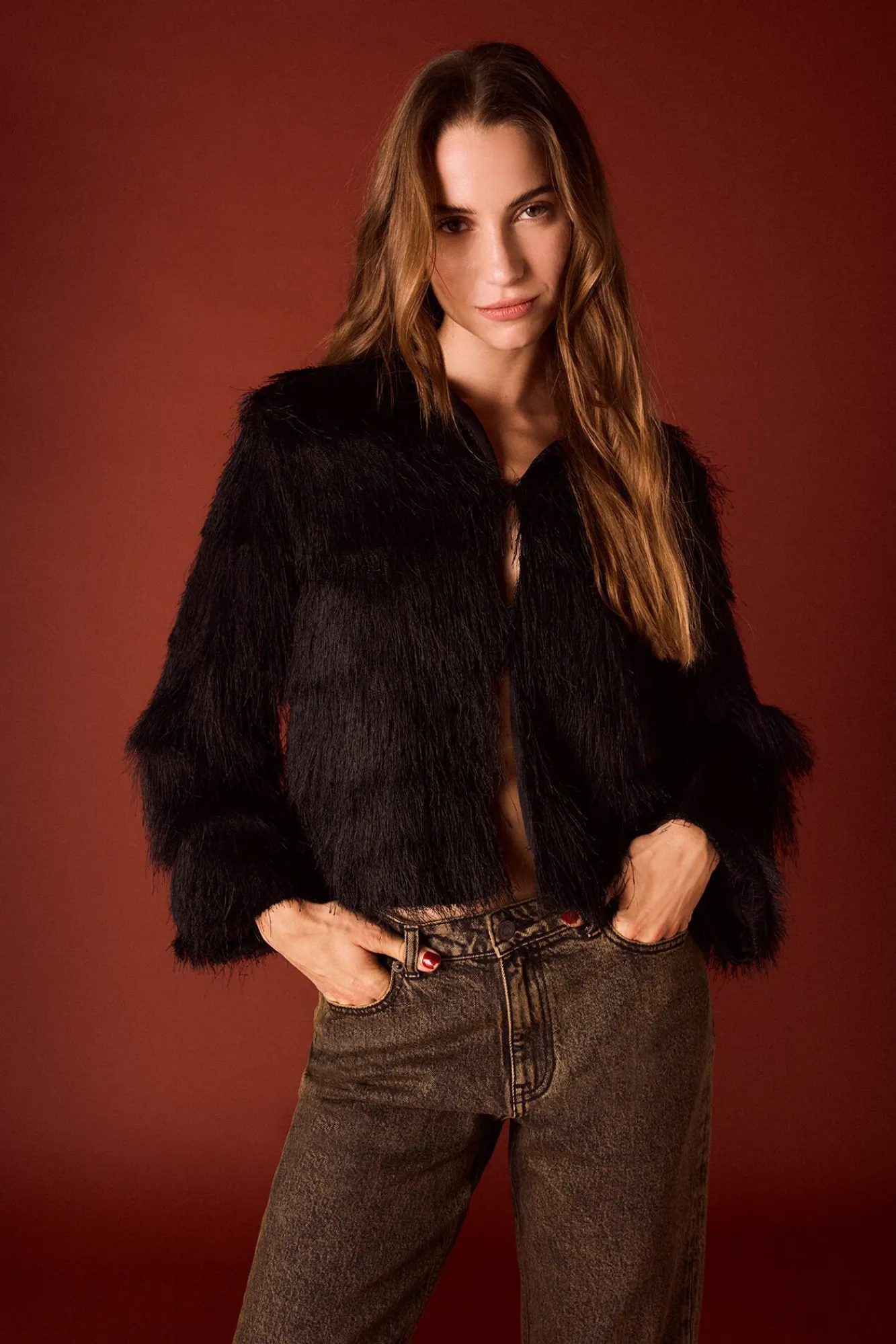 Slowlove Sobretudos-Jaqueta com franjas Preto