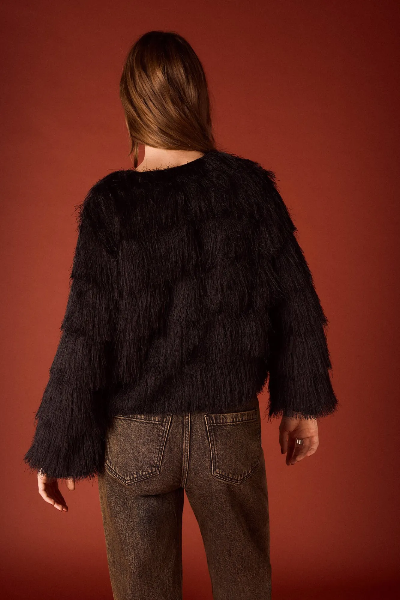 Slowlove Sobretudos-Jaqueta com franjas Preto