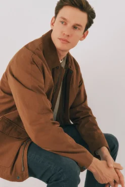 Cortefiel Casacos|Sobretudos-Jaqueta com gola combinada Castanho