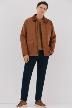 Cortefiel Casacos|Sobretudos-Jaqueta com gola combinada Castanho