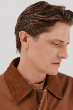 Cortefiel Casacos|Sobretudos-Jaqueta com gola combinada Castanho