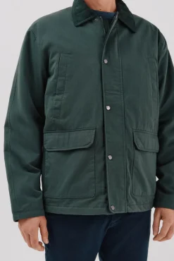 Cortefiel Casacos|Sobretudos-Jaqueta com gola combinada Verde