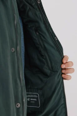 Cortefiel Casacos|Sobretudos-Jaqueta com gola combinada Verde