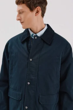 Cortefiel Casacos|Sobretudos-Jaqueta com gola combinada Azul