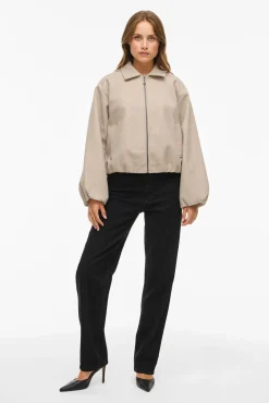 Vila Sobretudos-Jaqueta com mangas balão Tostado